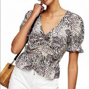 Topshop l Margot Animal Print Top Size 8